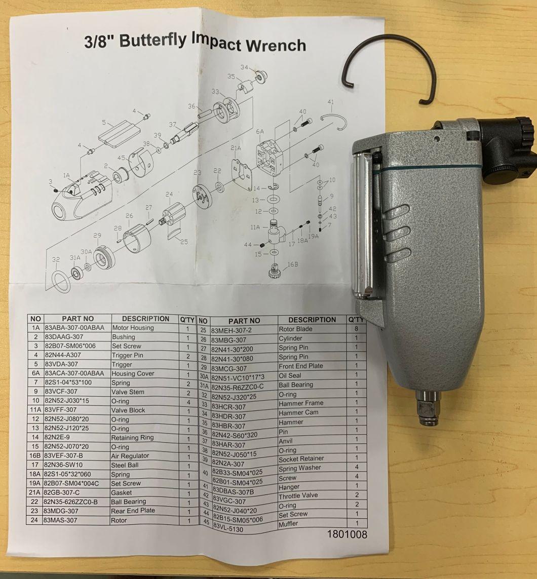 3/8′′ Torque Butterfly Air Wrench Power Wrench