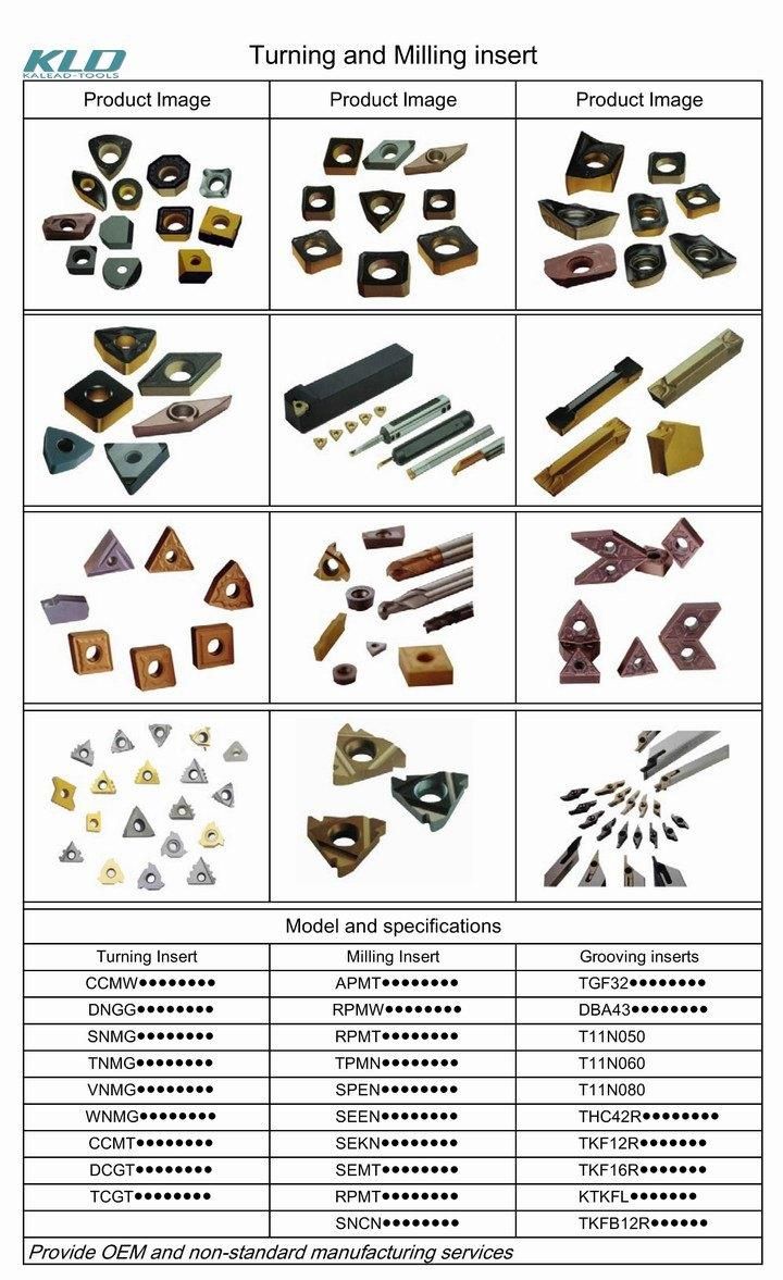 Customized Tungsten Carbide Turning Milling Insert Used for CNC Lathes Machine Tools Cutting Parts