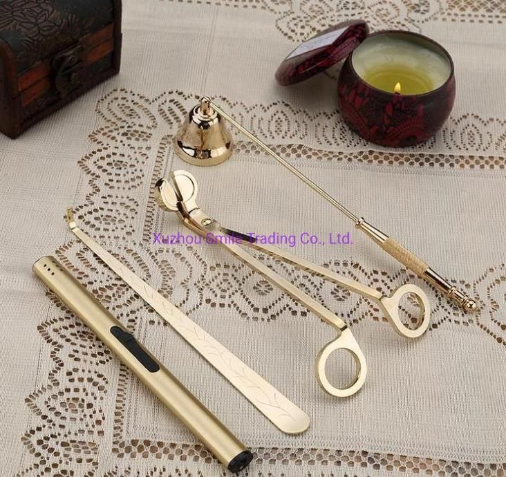 Candle Extinguisher Black Round Head Candle Scissors Wick Trimmer Snuffer Tray Dipper