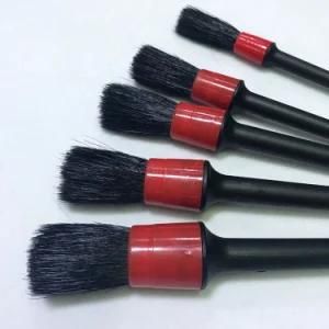 Auto Cleaning Long Hair Black Red Brush Set Boar Hair Car Detailing Brush