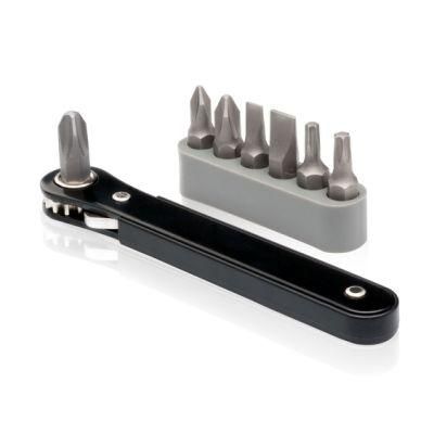 Mini Ratcheting Offset Screwdriver and Bit Set, Pocket Size Close Quarters, 1/4-Inch Drive