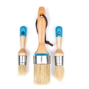 Professional Chalked Finish Paint &amp; Wax Pure Bristle Brush Set - Hand Made