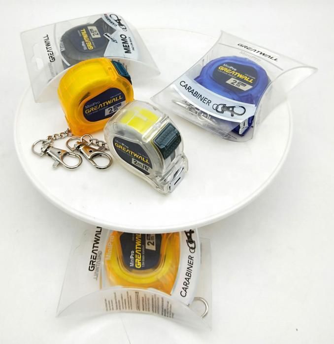 Mini 2m*16mm Gift Tapes Transparent ABS Case Tape Measure with Keychain Customized Measure Tape