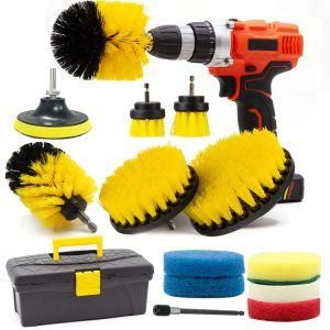 Drill Brush Power Scrubber Kit with Long Reach Attachment in Tool Box for Bathroom Shower Scrubbing