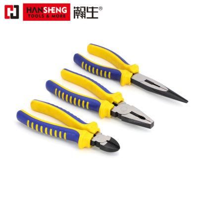 Combination Pliers, Made of Carbon Steel, Pearl-Nickel Plated, Nickel Plated PVC Handles, Cr-V, Round Nose Pliers, Diagonal Cutting, 160mm, 180mm, 200mm