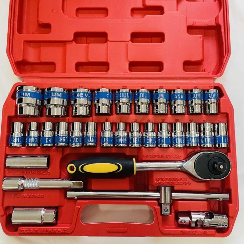 32 PCS Adjustable Ratchet Socket Tools Set Models Cr-V Sleeve Maintenance Tools