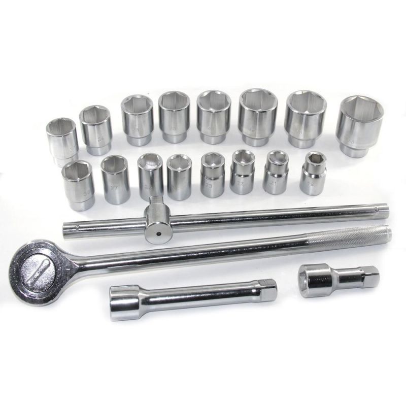 3/4" 21PCS Metric Socket Set Heavy-Duty Ratchet Wrench Socket