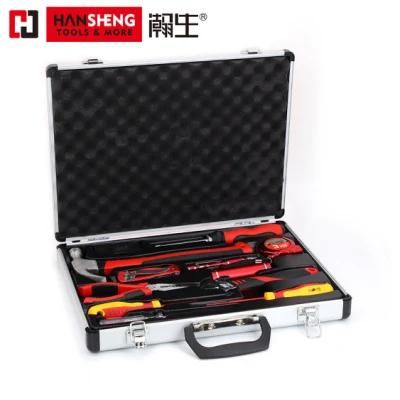 Professional Hand Tool, Plastic Toolbox, Combination, Set, Gift Tools, Made of Carbon Steel, CRV, Polish, Pliers, Wire Clamp, Hammer, Wrench, Snips