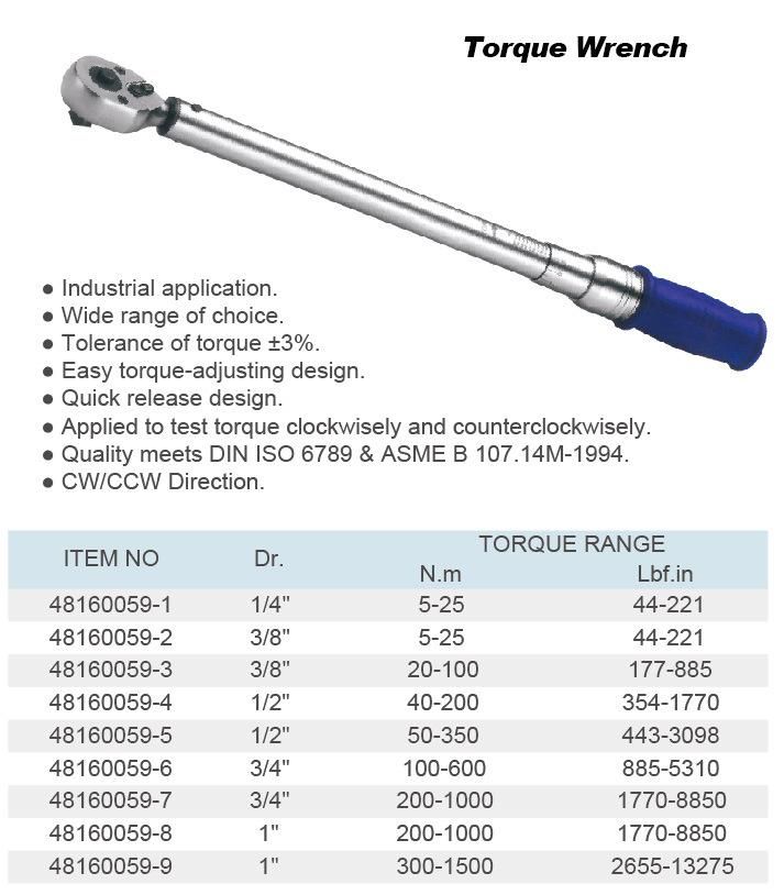 High Quality Torque Wrench Hot Sell Click Torque Wrench (48160059)