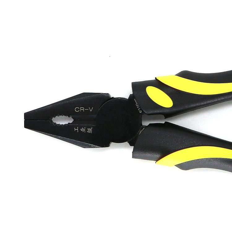 Professional Screw-Thread Steel TPR Handle Black Pliers