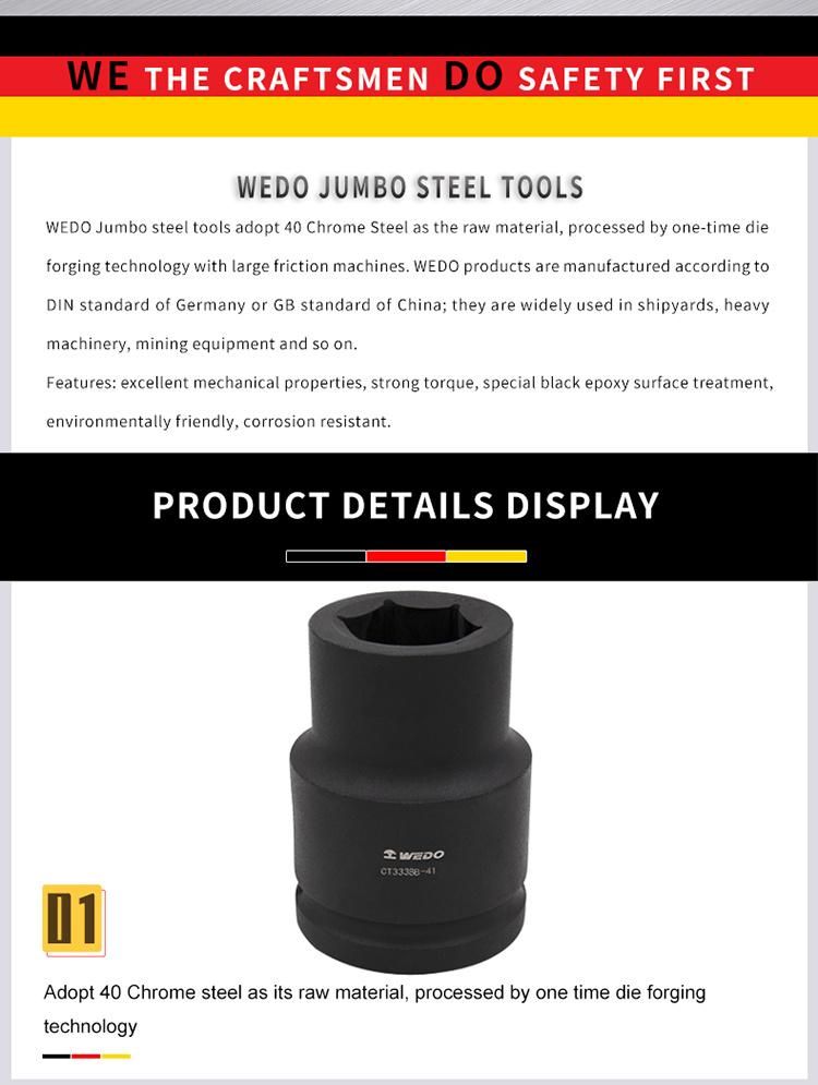 Wedo 1" Drive Impact Socket Deep 40 Chrome Steel Black Sprayed Surface