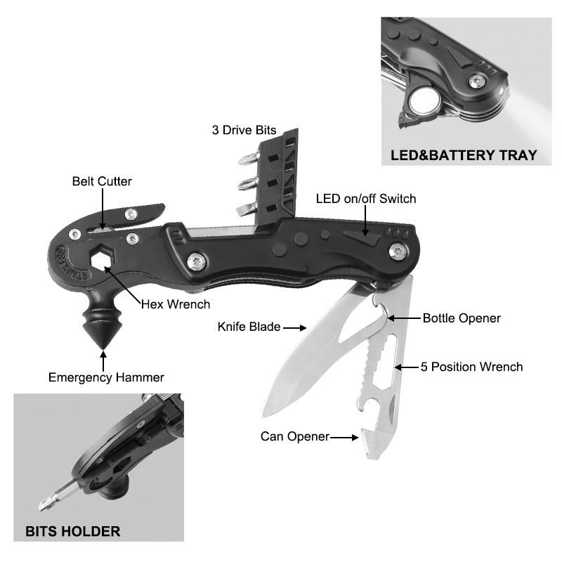 Multi Hardware Tool Knife Set, Multifunction Survival Hammer (#8457)