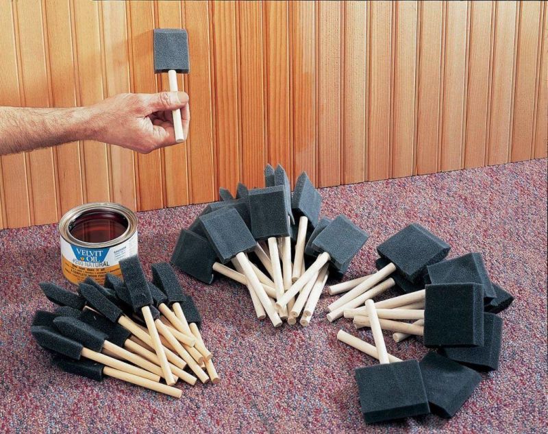 Foam Sponge Wood Handle Paint Brush Set