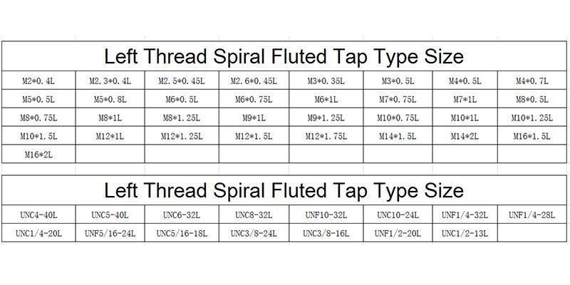 Hsse-M35 Left Hand Spiral Fluted Taps M2 M2.3 M2.5 M2.6 M3 M4 M5 M6 M7 M8 M9 M10 M12 M14 M16 Machine Screw Thread Tap