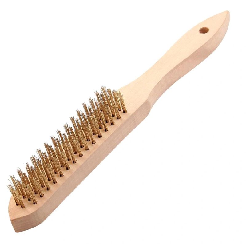 Steel Wire Brush with Long Wooden Handle Steel Head