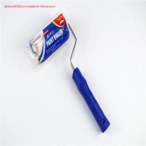 Mini Blue Handle Yellow Stripe Roller Brush Hardware Tool on White