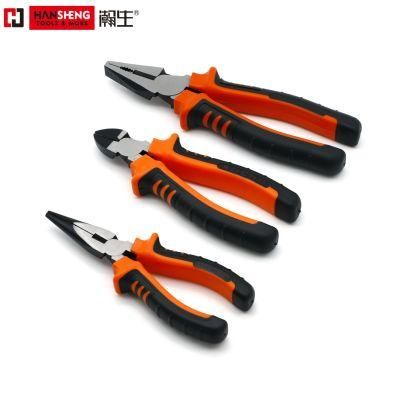 Professional Combination Pliers, High Quality, Made of Cr-V, Heat Treatment, Pearl-Nickel Plated, Nickel Plated PVC Handles, German Type 6&quot;, 7&quot;, 8&quot;