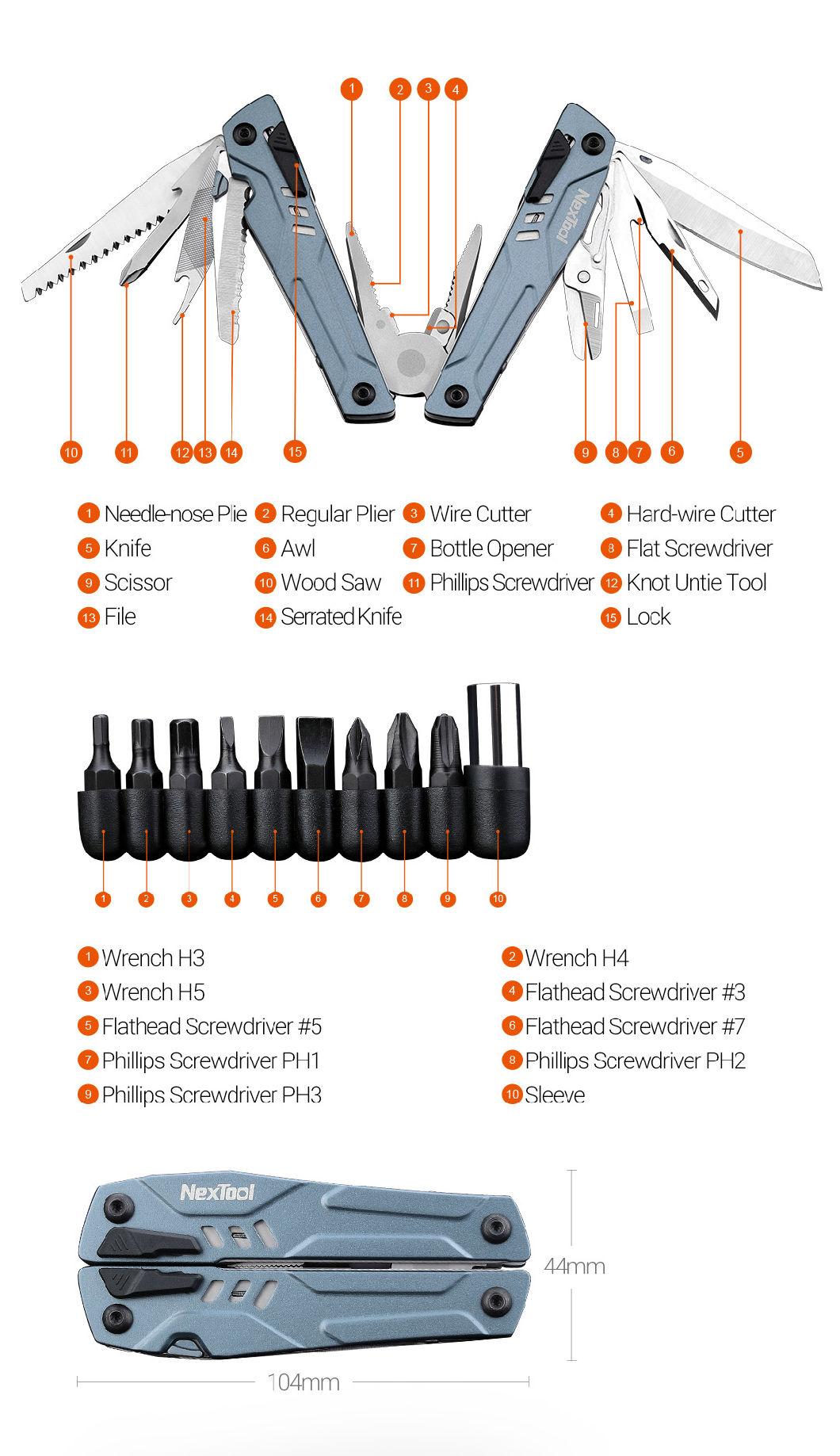 Nextool Outdoor Folding Big Pliers Multitool with 20 Plus Functions