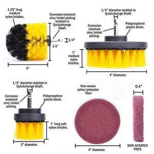 Drill Brush Pads Attachments Set&Power Scrubber Brush with Extend Long Attachment