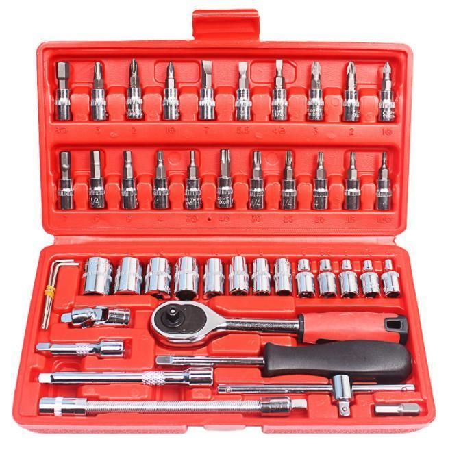 46PCS 1/4" Dr Cr-V Car Repair Tools Socket Wrench Set