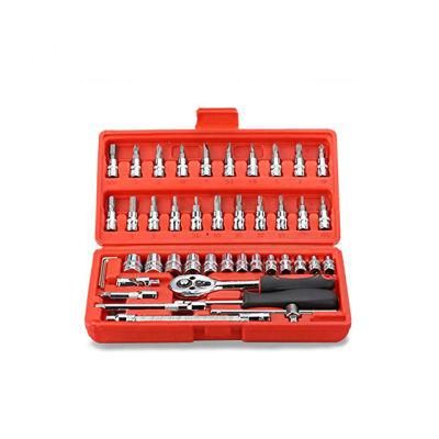 46 Piece 1/4&quot; Metric Bit and Socket Set Hand Tool
