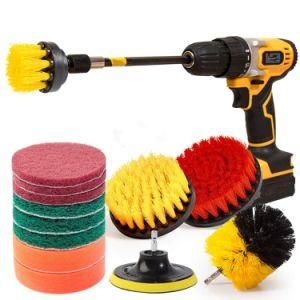 14piece Drill Brush Attachments Set, Scrub Pads &amp; Sponge, Power Scrubber Brush with Extend Long Attachment