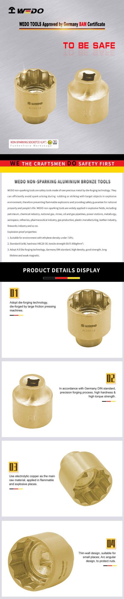 WEDO Spark-Free Socket (C=1/4")