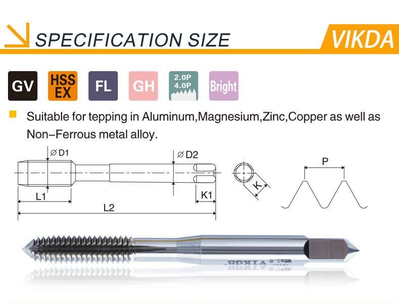 T3101 Fluteless Non Ferrous Metal Extrusion Tap