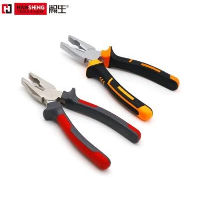 Professional Combination Pliers, High Quality, Made of Cr-V, Heat Treatment, Pearl-Nickel Plated, Nickel Plated PVC Handles, German Type, 6&quot;, 7&quot;