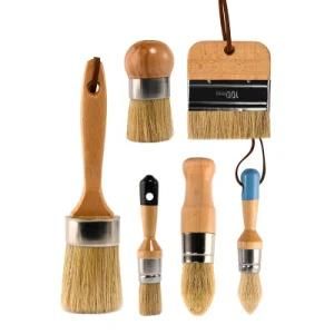 6PCS Boar Hair Bristle Chalk Wax Wall Paint Brush Set