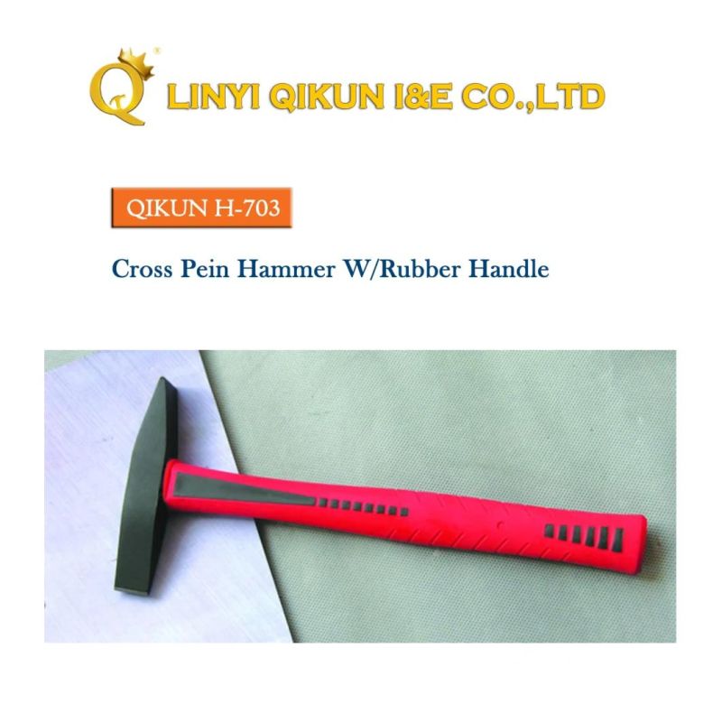 H-703 Construction Hardware Hand Tools Cross Pein Hammer with Rubber Plastic Coated Handle