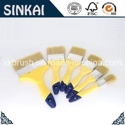 Nature Bristle Paint Brush, Wooden Handle Paint Brush, Flat Brush