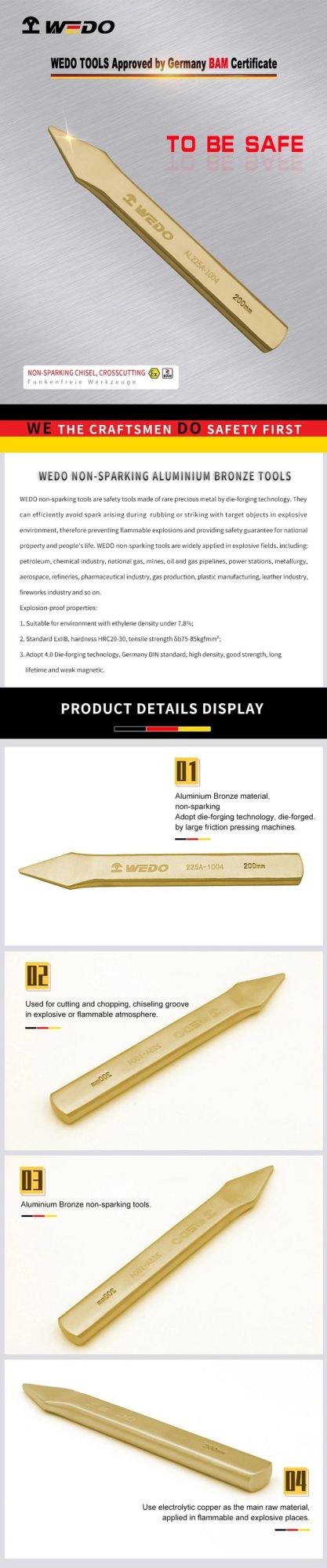 Wedo Explosion-Proof Chisel, Cross Cutting