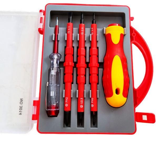 5 in 1 Insulated Screwdriver Multifunctional Set Double-Headed Dual-Use Screwdriver Test Pencil Electrician Repair Tool