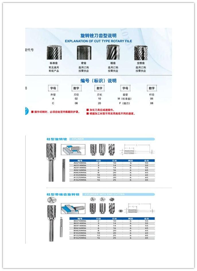 Double Cut Tungsten Carbide Rotary Burrs Tungsten Carbide Burrs