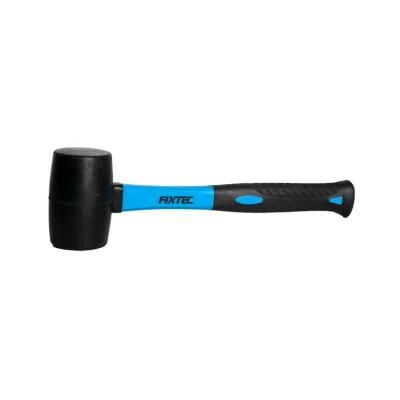 Fixtec Hand Tool 16oz Portable Hardware Rubber Hammer with Fiberglass Handle