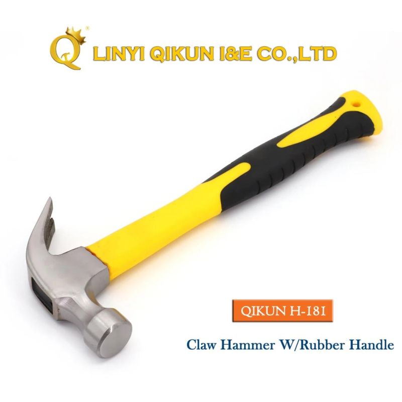 H-181 Construction Hardware Hand Tools American Straight Type Claw Hammer with Plastic Coated Handle