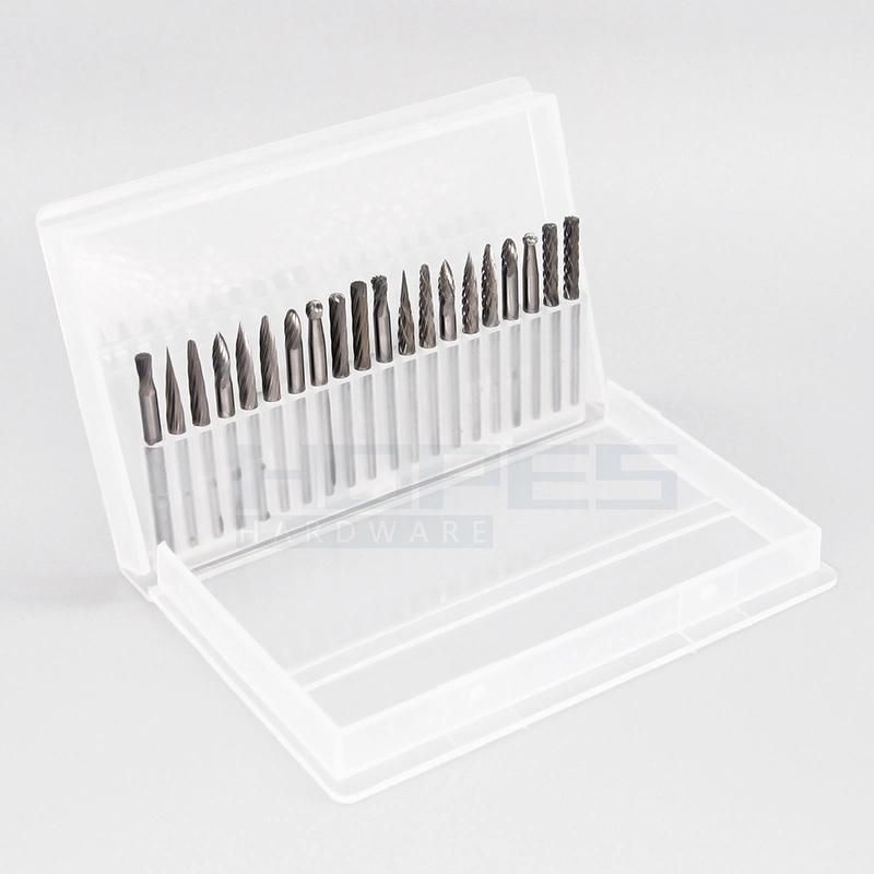 20PCS 3mm Solid Carbide Burr Rotary File Set with Single Double Cut Tooth Grinding Bits Kit