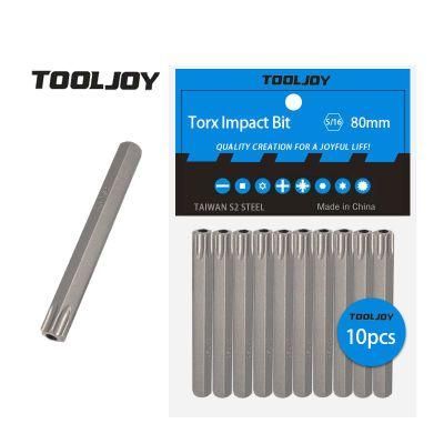 S2 Material 5/16&quot; Hex Shank 80mm Length Torx/Torx Tamper Imapct Screwdriver Bit