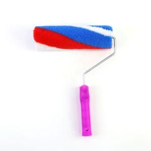 Colorful Stripes Polyester Fiber Roller Purple Plastic Handle Paint Roller Brush