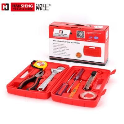 15 Set, Household Set Tools, Plastic Toolbox, Combination, Set, Gift Tools, Made of Carbon Steel, CRV, Polish, Pliers, Wire Clamp, Hammer, Wrench, Snips