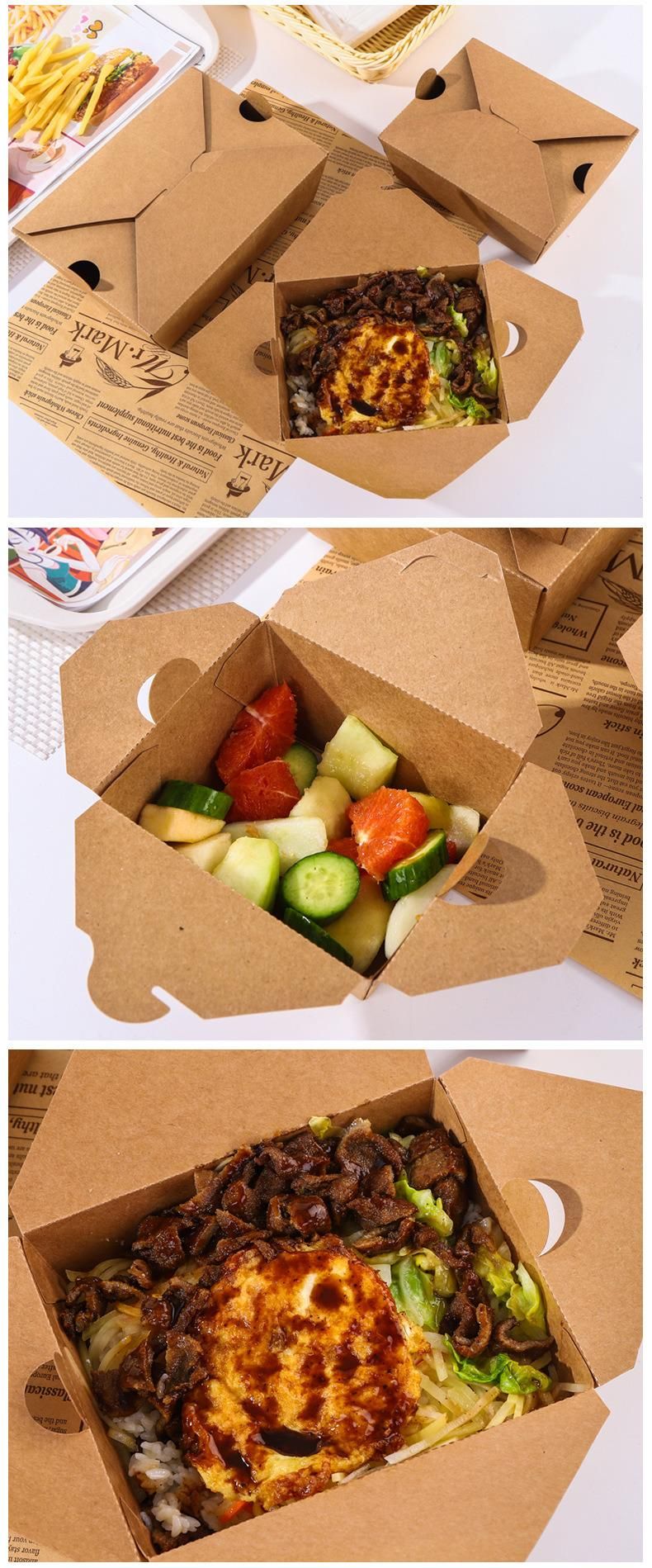 Factory Customized Printing Logo Fast Food Salad Take Away with Lamination Inside Food Kraft PE Film Package