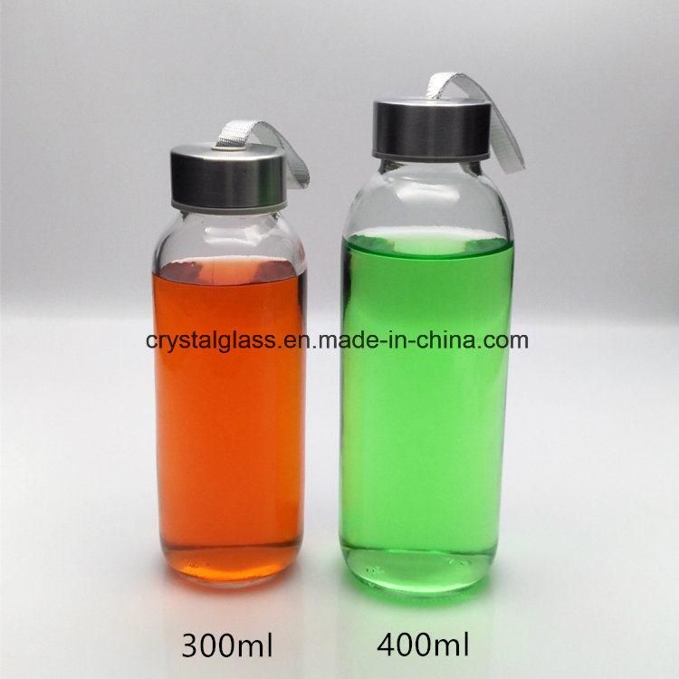 300ml Cylinderal Clear Juice Beverage Ice Tea Glass Bottle with Lid 10oz