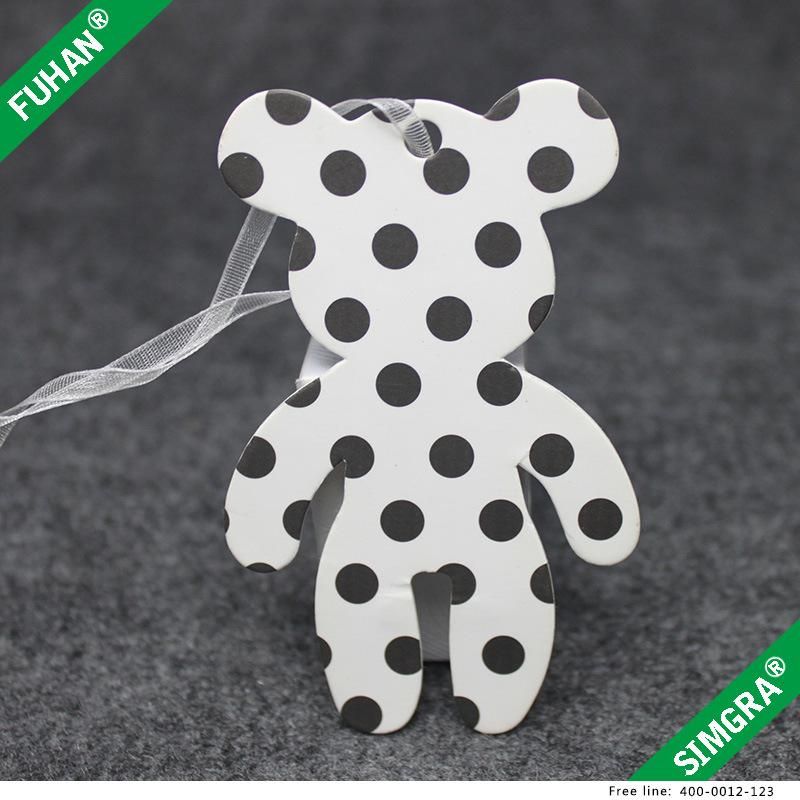 Cartoon Bear Shaped Polka DOT Printed Swing Tag Paper Hangtag