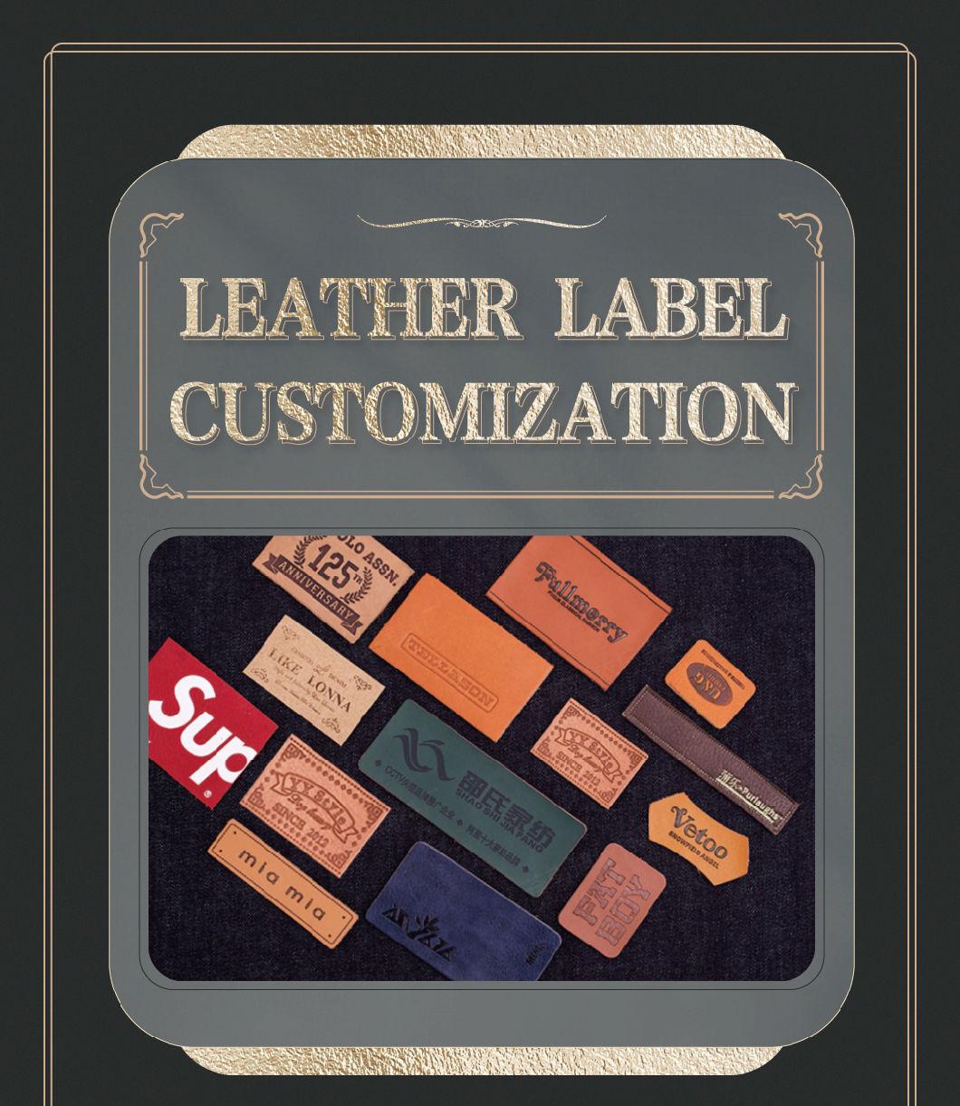 Customized Embossed Jacket Custom Brown Leather PU Label