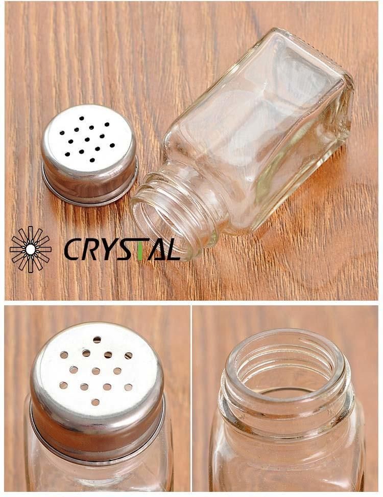 Salt Spice Shaker Pepper Bottle with Hole Lids in Transparent Glass