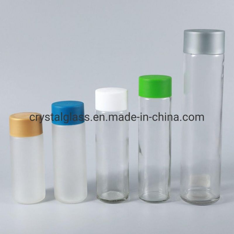 Round Cylinder OEM Printing Glass Bottle for Water Packing 500ml 800ml with Plastic Cap