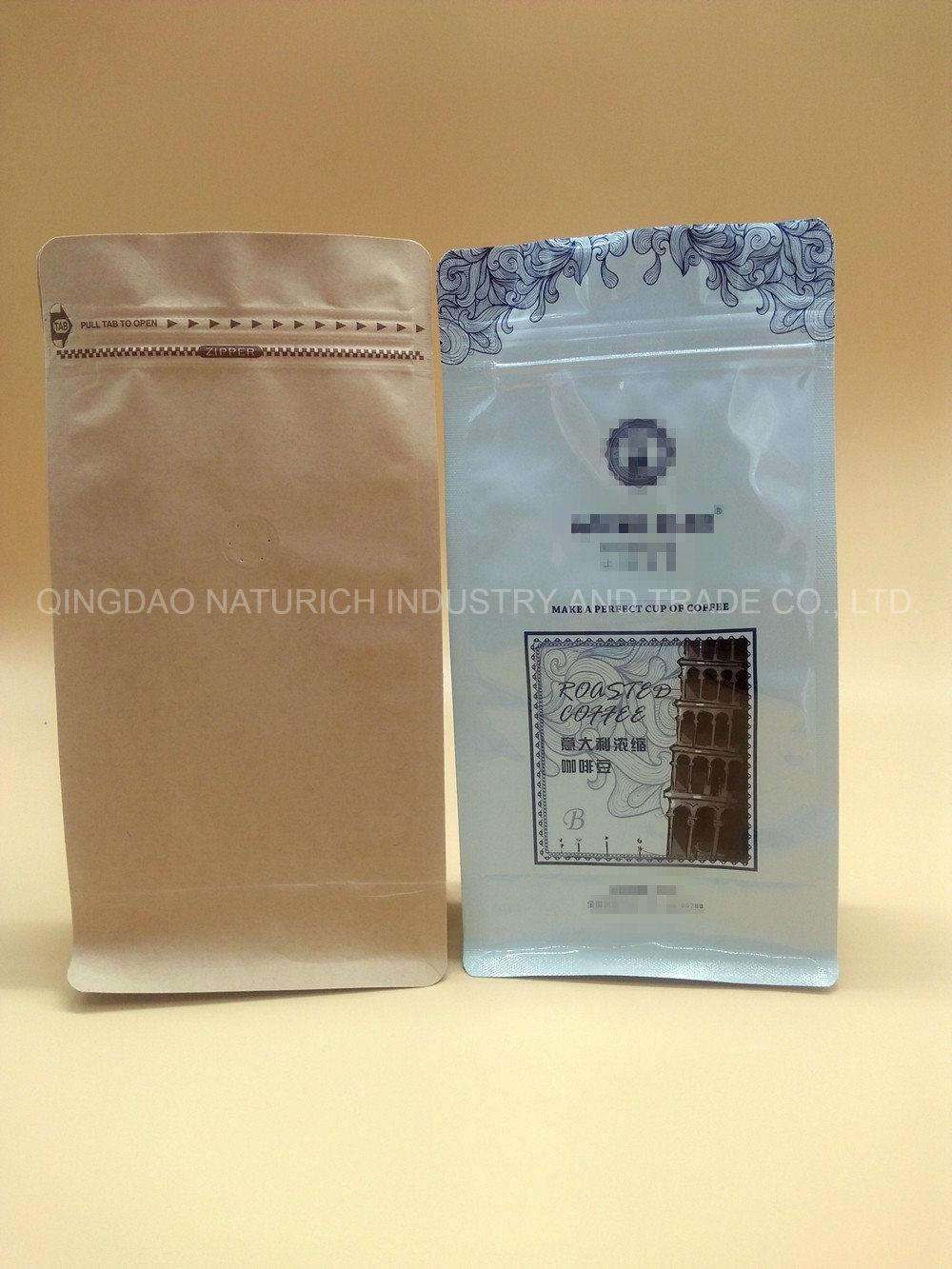 250g 500g Quad Seal Karft Food Bag 454G Karft Coffee Bag 450g Nuts Food Plastic Bag