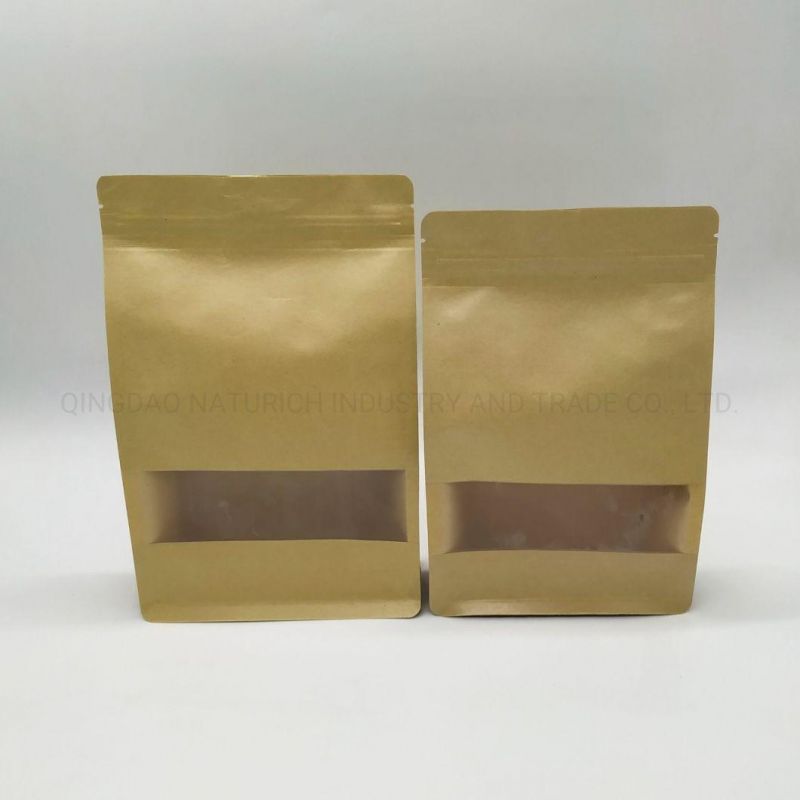 Eco-Friendly Kraft Paper Bag with Clear Window and Zipper