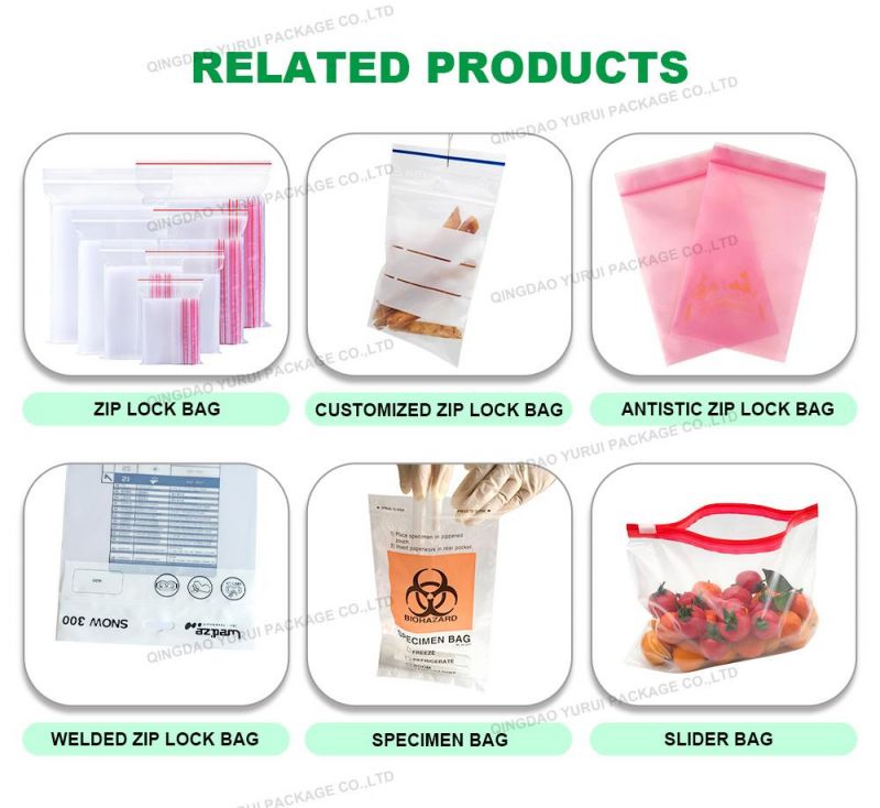 Custom Logo Printed Transparent Clear LDPE Polyethylene Resealable Plastic Ziplock Bag